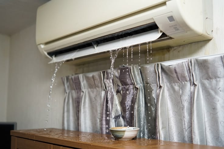 AC condensate leak dripping down a wall in a homeowner's living room in Naples, FL